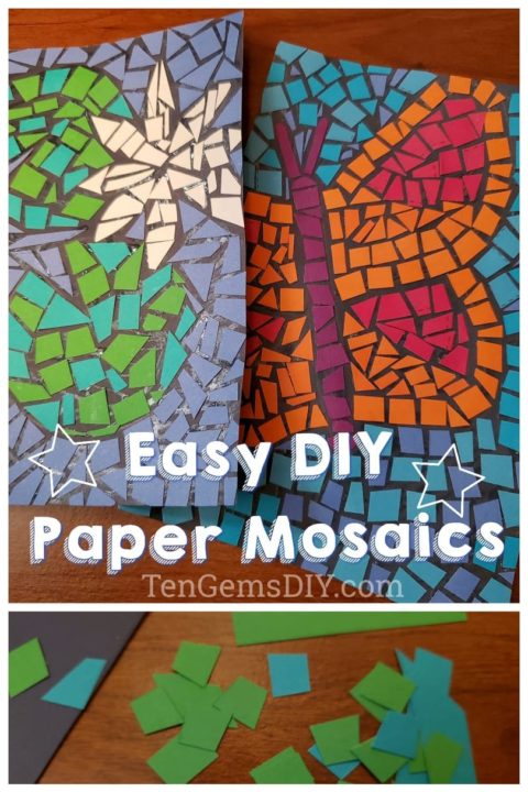 How To Make Easy Paper Mosaics For Kids - TenGemsDIY.com Paper Crafts