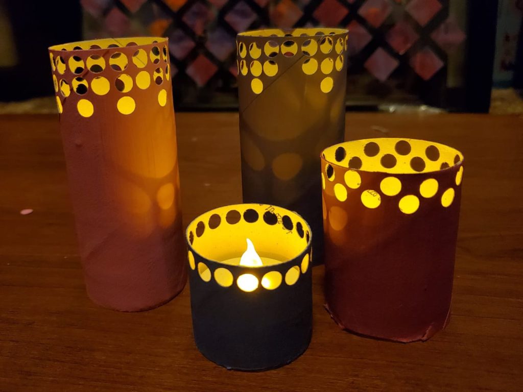 Recycled Toilet Paper Roll Faux Candle Holders