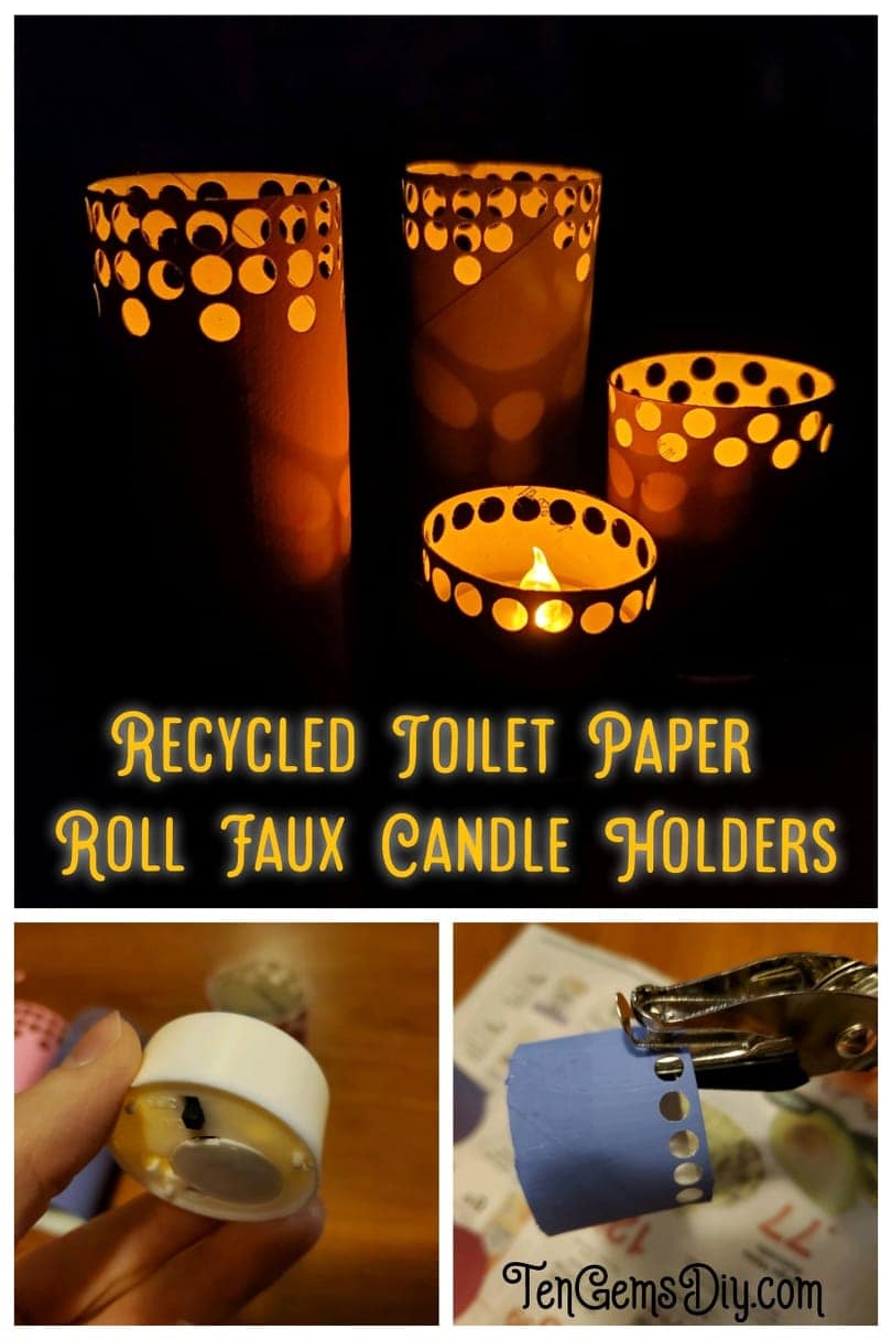 Recycled Toilet Paper Roll Candle Holders