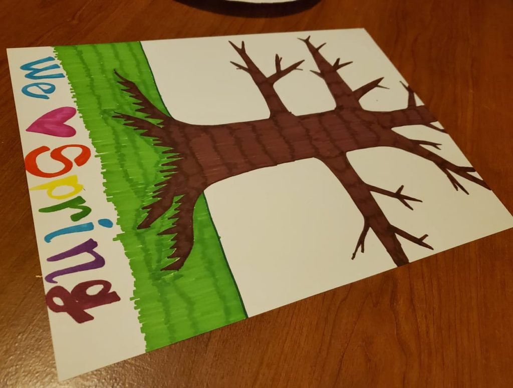 Easy Springtime Budding Tree Finger Painting for Kids and Toddlers