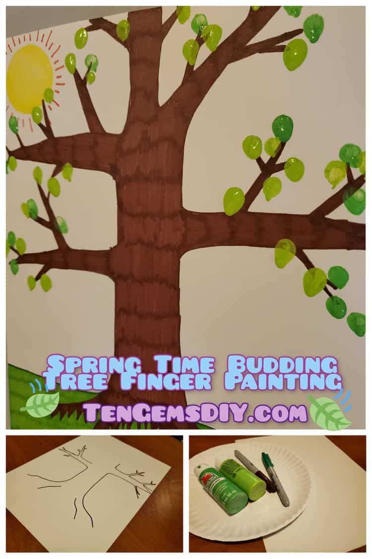 Easy Springtime Budding Tree Finger Painting for Kids