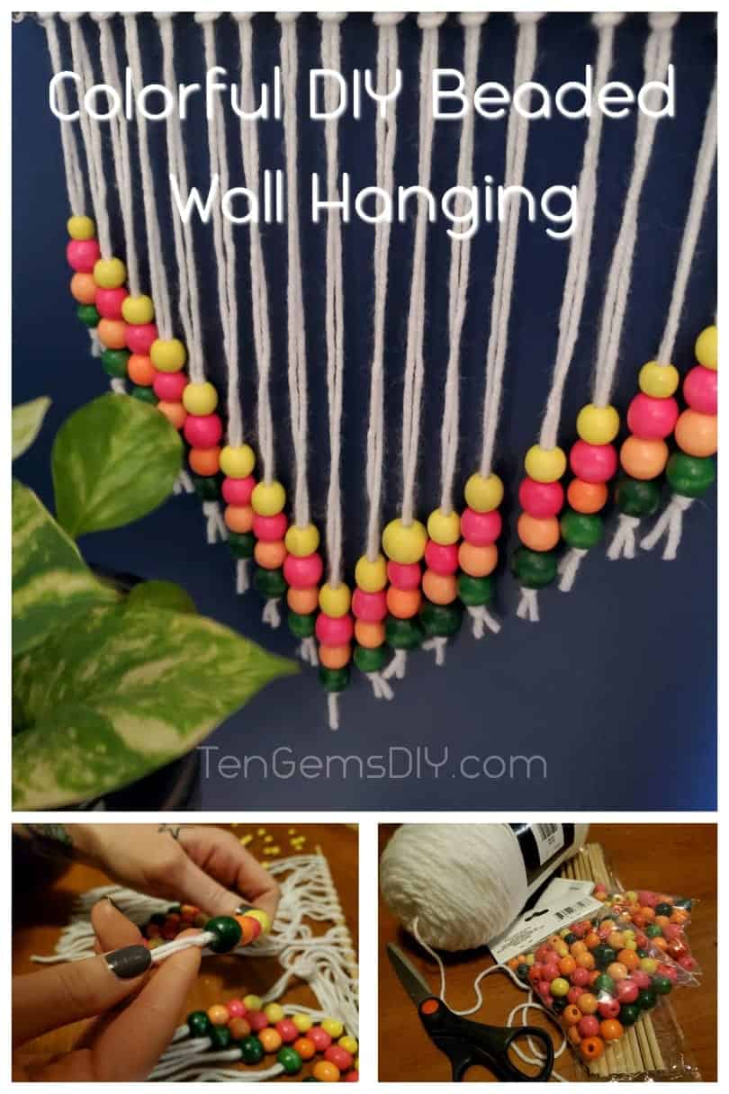 Colorful And Easy Diy Beaded Wall Hanging Tengemsdiy Com Simple Diy Wall Decor