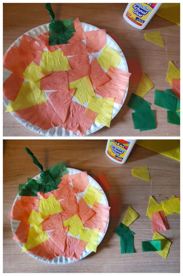 How To Make Pumpkin Tissue Paper Crafts For Kids - TenGemsDIY.com