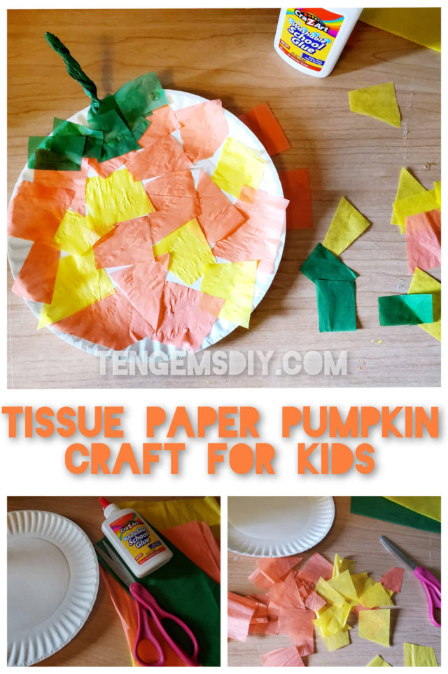 How To Make Pumpkin Tissue Paper Crafts For Kids - Tengemsdiy.com