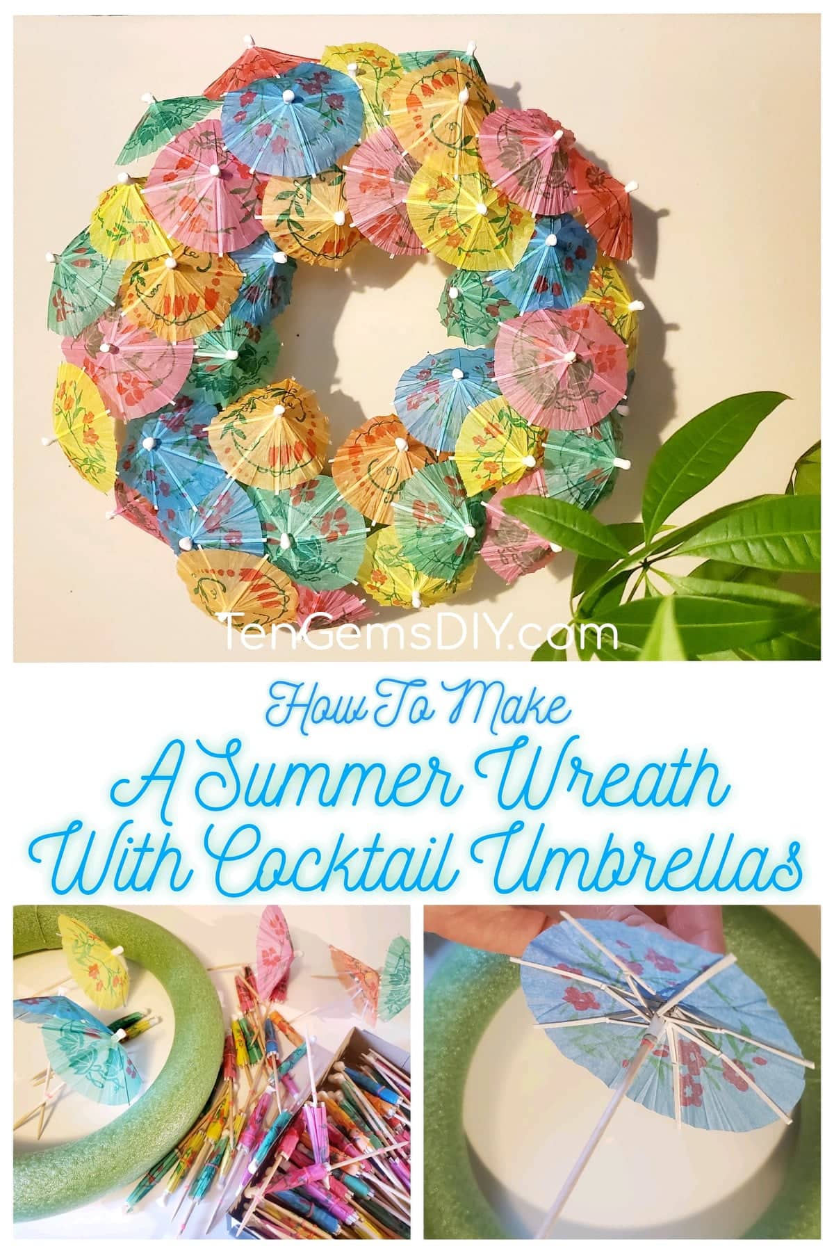 How to Make a Summer Wreath with Cocktail Umbrellas