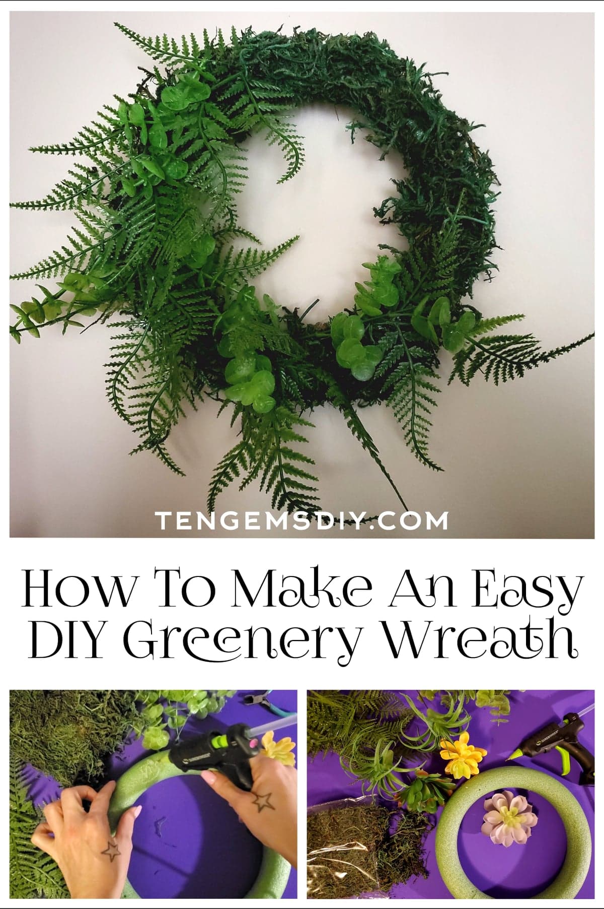 How to make an easy diy greenery wreath, how do you attach dry moss to a wreath, greenery wreath, fern wreath, fern wreaths for front door, diy faux fern wreath, diy faux greenery wreath, how to make a bohemian wreath, fern wreath diy, artificial fern wreath, greenery wreath ideas, diy greenery hoop wreath, floral wreath ideas, how do you make a greenery wreath, how do you attach greenery to a wreath, greenery wreath for front door, where to get foliage for wreaths, how to make a wreath for beginners,