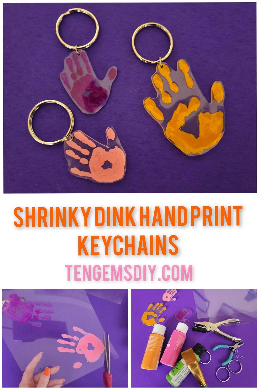 Shrinky dink crafts, shrinky dink handprints, keychain crafts, shrinky dink ideas, shrinky dink crafts, keychain ideas, keychain diy, easy keychain crafts, mothers day crafts, fathers day crafts, kids gift ideas, gifts for grandparents, gifts for mom, gifts for dad, kids handprint gift, personalized gift ideas, fun kids gifts, easy kids keychains, how do you make a shrinky dink keychain, shrink plastic, easy crafts to make and sell, trending crafts and diys, 90s crafts, art at home, rainy day crafts,